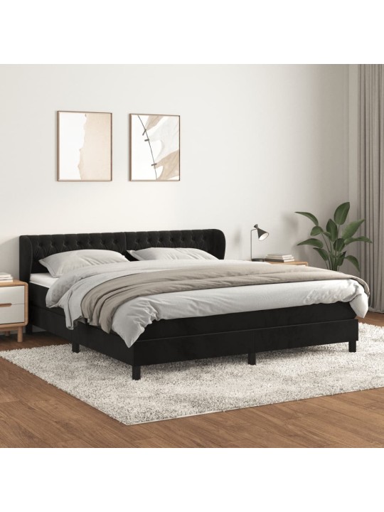 Box spring postel s matrací černá 180x200 cm samet