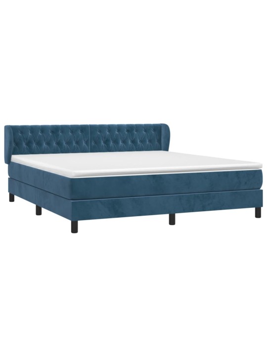Box spring postel s matrací tmavě modrá 180x200 cm samet
