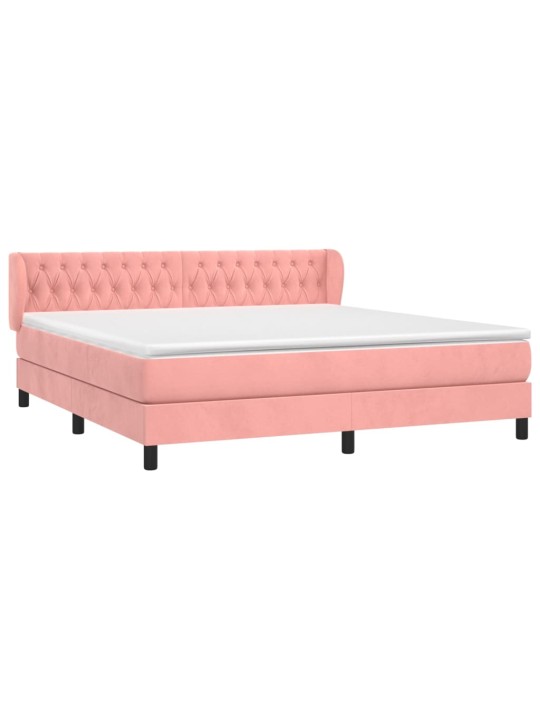 Box spring postel s matrací růžová 180x200 cm samet