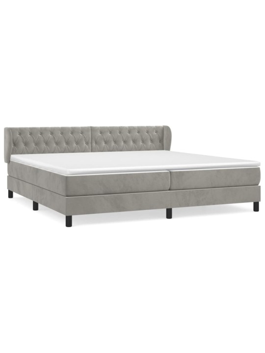 Box spring postel s matrací světle šedá 200x200 cm samet