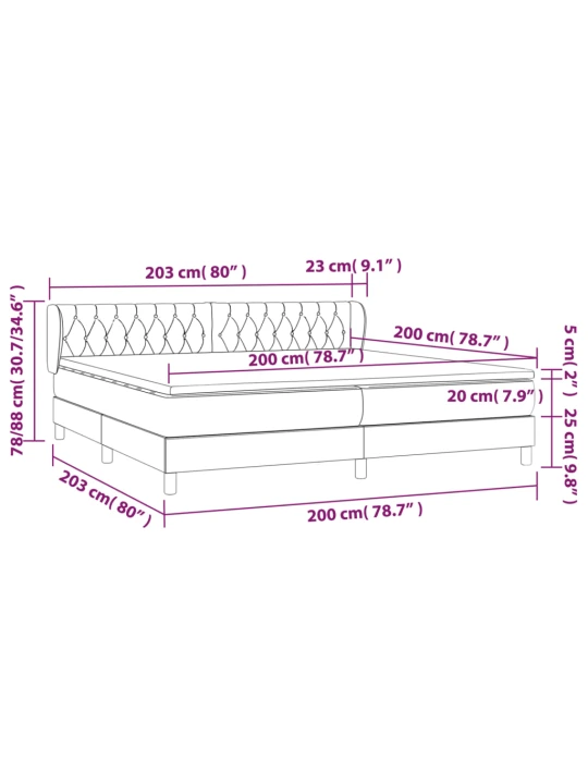 Box spring postel s matrací tmavě šedá 200x200 cm samet