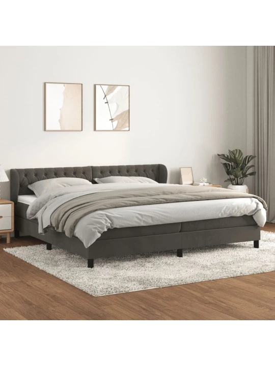 Box spring postel s matrací tmavě šedá 200x200 cm samet