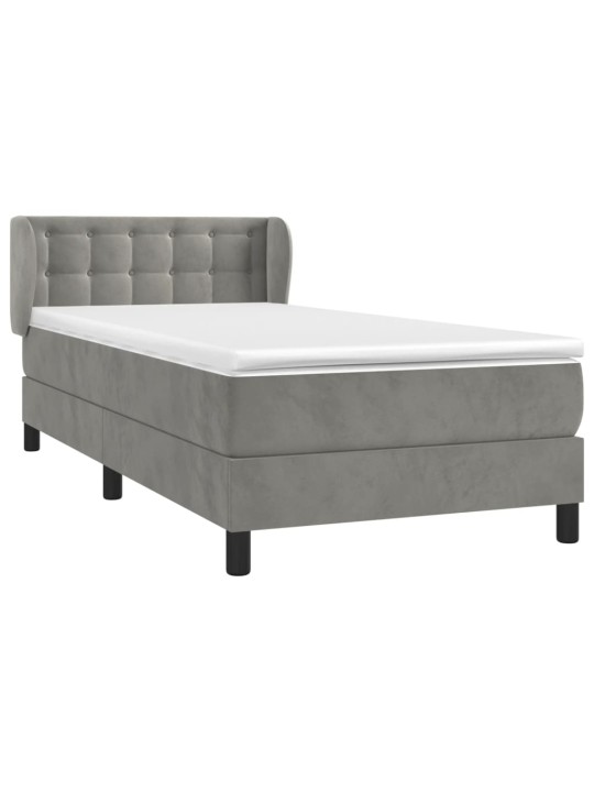 Box spring postel s matrací světle šedá 80 x 200 cm samet