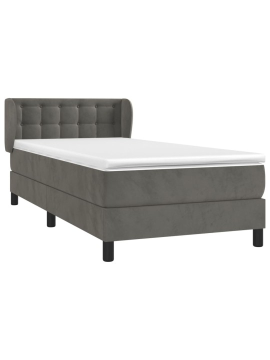 Box spring postel s matrací tmavě šedá 80 x 200 cm samet