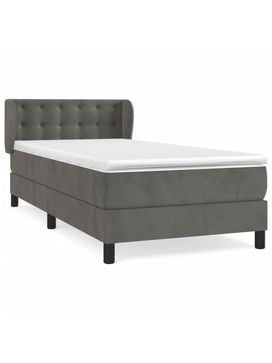 Box spring postel s matrací tmavě šedá 90x190 cm samet
