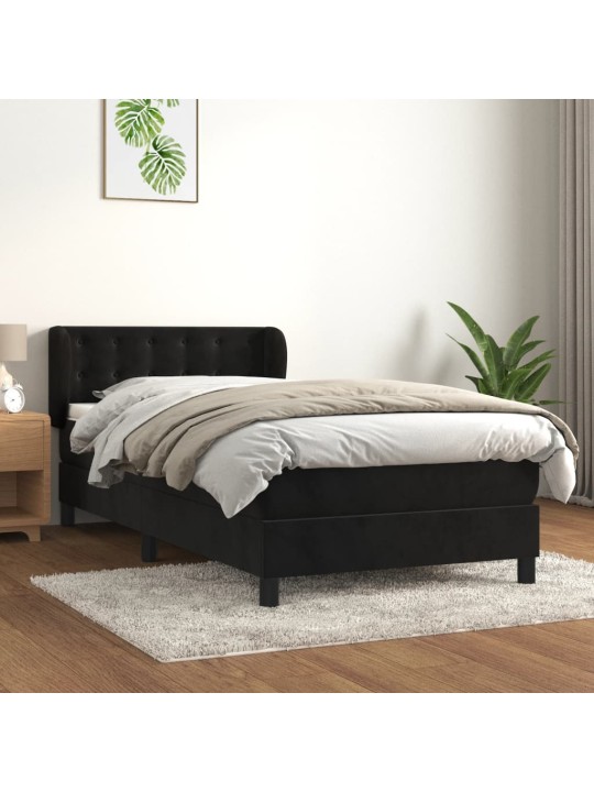Box spring postel s matrací černá 90x190 cm samet