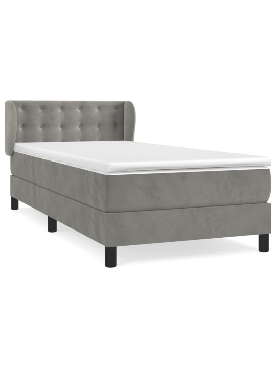 Box spring postel s matrací světle šedá 90x200 cm samet