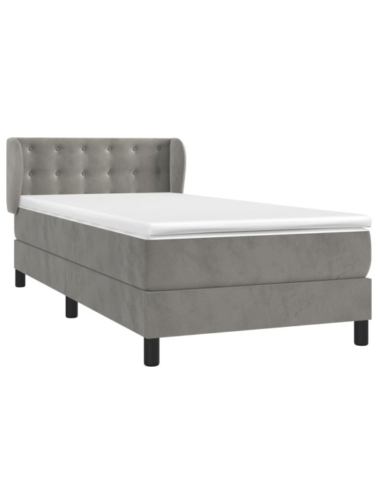 Box spring postel s matrací světle šedá 90x200 cm samet