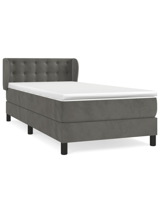 Box spring postel s matrací tmavě šedá 90x200 cm samet