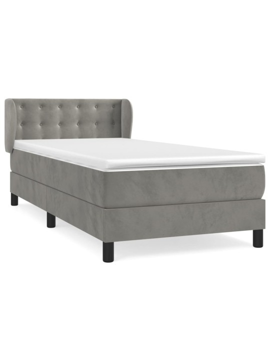 Box spring postel s matrací světle šedá 100x200 cm samet