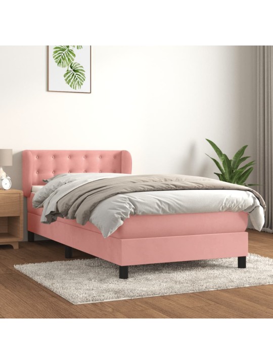 Box spring postel s matrací růžová 100x200 cm samet