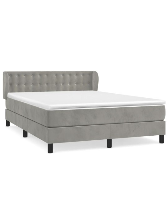Box spring postel s matrací světle šedá 140x190 cm samet