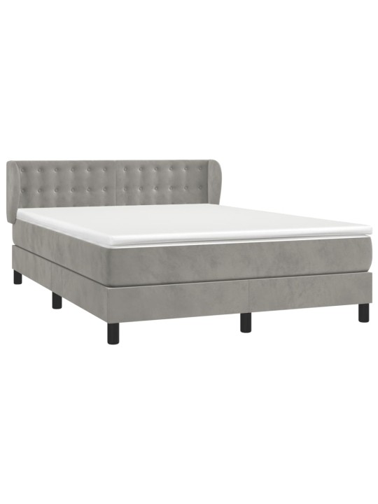 Box spring postel s matrací světle šedá 140x190 cm samet