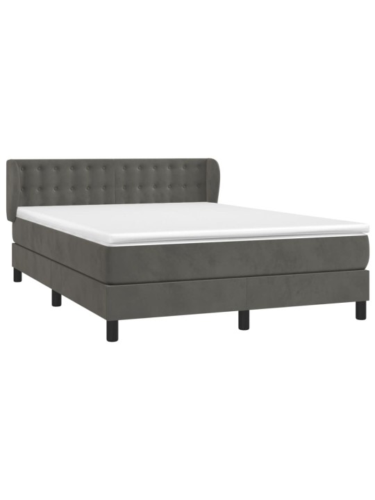 Box spring postel s matrací tmavě šedý 140 x 190 cm samet