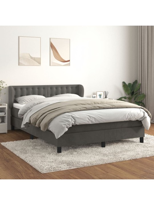 Box spring postel s matrací tmavě šedý 140 x 190 cm samet