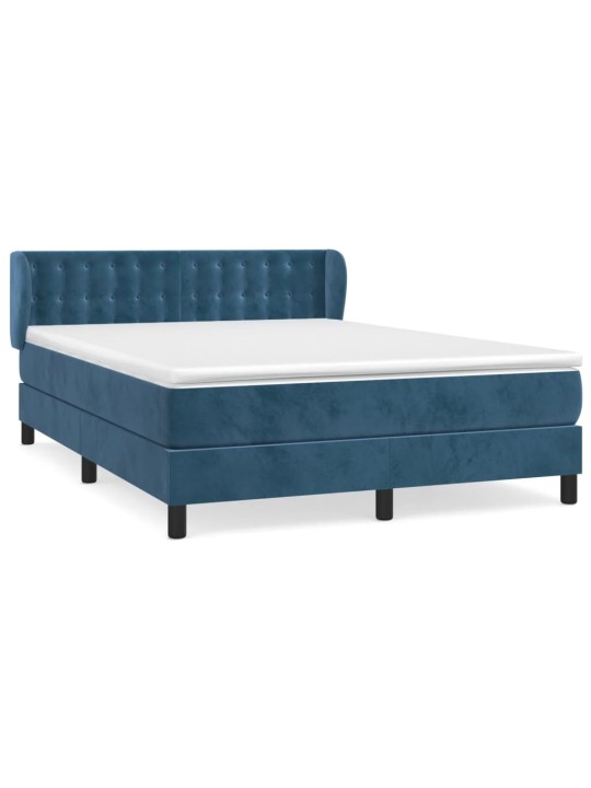 Box spring postel s matrací tmavě modrá 140x190 cm samet