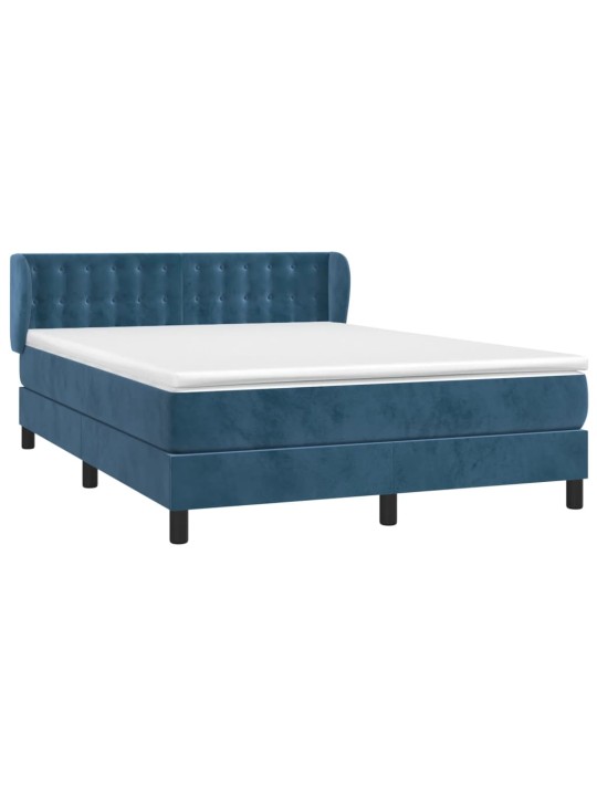 Box spring postel s matrací tmavě modrá 140x190 cm samet