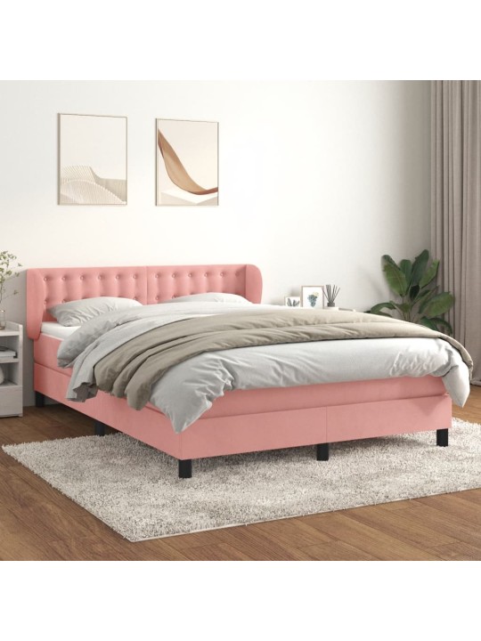 Box spring postel s matrací růžová 140x190 cm samet