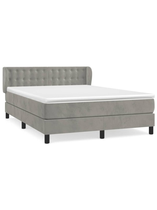 Box spring postel s matrací světle šedá 140x200 cm samet