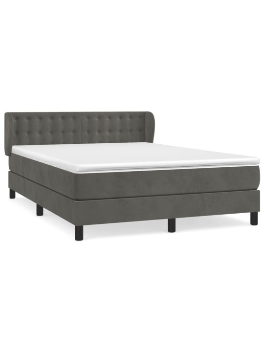 Box spring postel s matrací tmavě šedá 140x200 cm samet