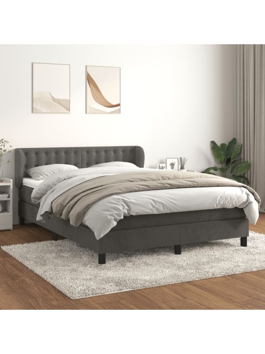 Box spring postel s matrací tmavě šedá 140x200 cm samet