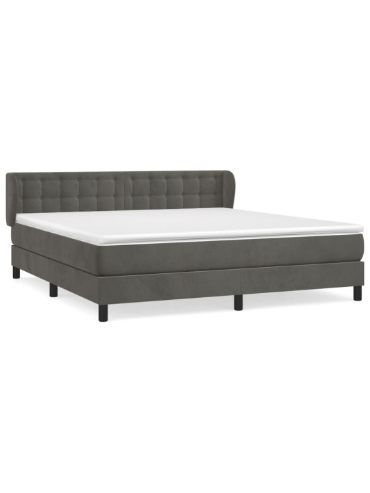 Box spring postel s matrací tmavě šedá 160x200 cm samet