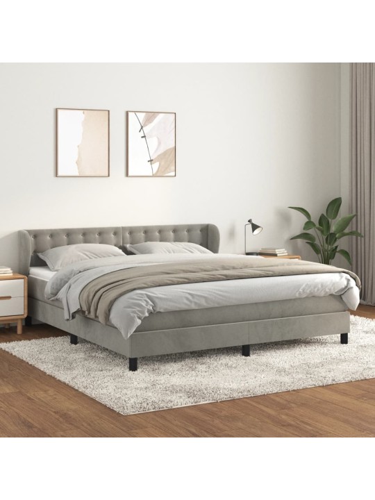 Box spring postel s matrací světle šedá 180x200 cm samet