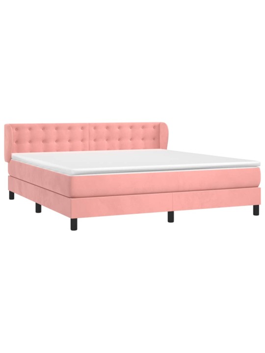 Box spring postel s matrací růžová 180x200 cm samet