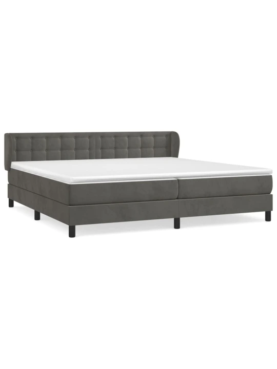 Box spring postel s matrací tmavě šedá 200x200 cm samet