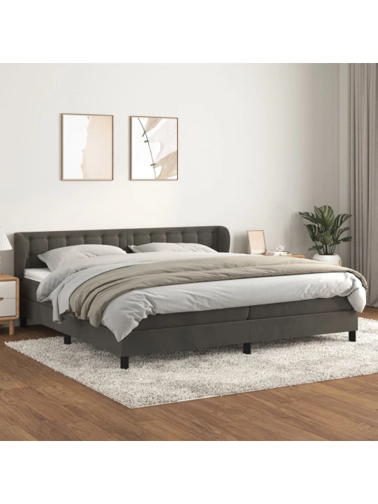 Box spring postel s matrací tmavě šedá 200x200 cm samet