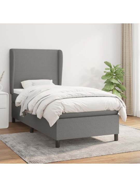 Box spring postel s matrací tmavě šedá 80 x 200 cm textil