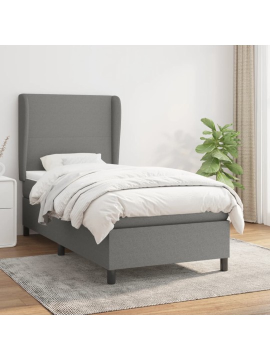 Box spring postel s matrací tmavě šedá 90x200 cm textil