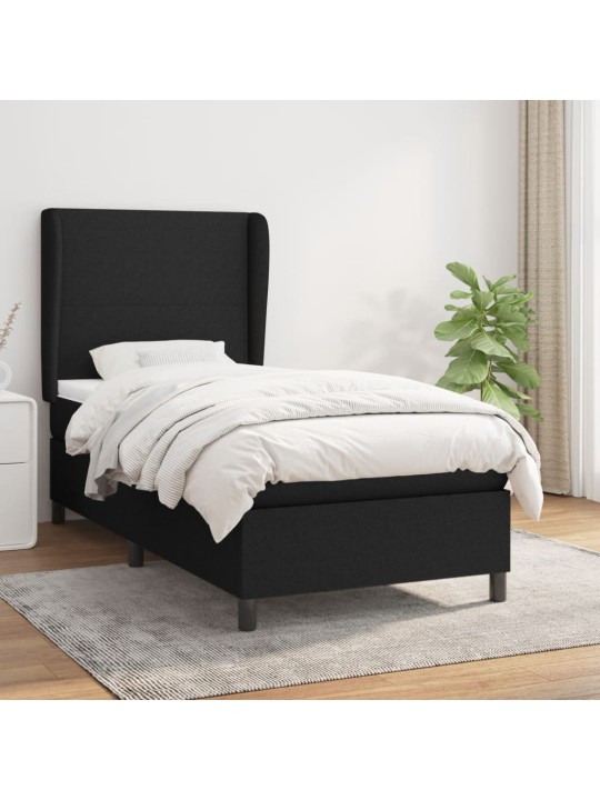 Box spring postel s matrací černá 90x200 cm textil