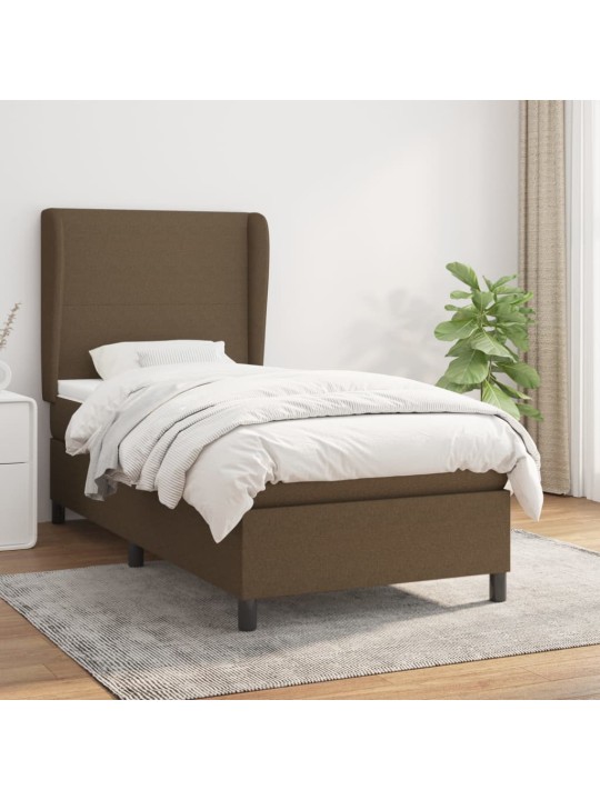 Box spring postel s matrací tmavě hnědá 90x200 cm textil