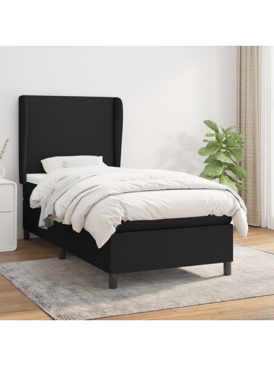 Box spring postel s matrací černá 100 x 200 cm textil