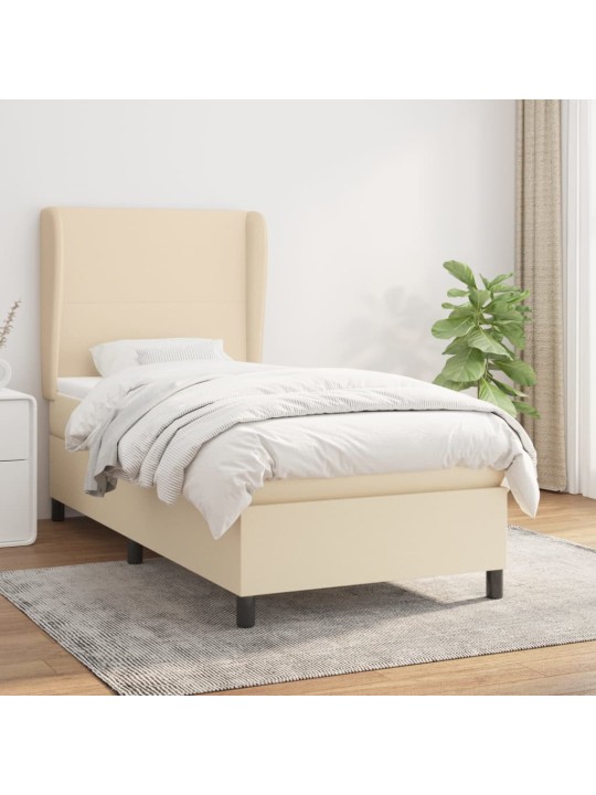 Box spring postel s matrací krémová 100 x 200 cm textil