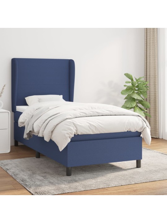 Box spring postel s matrací modrá 100 x 200 cm textil