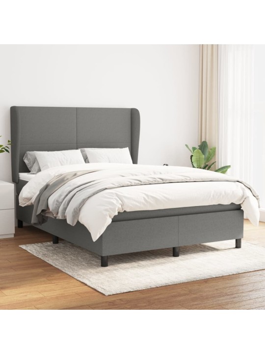 Box spring postel s matrací tmavě šedý 140 x 190 cm textil