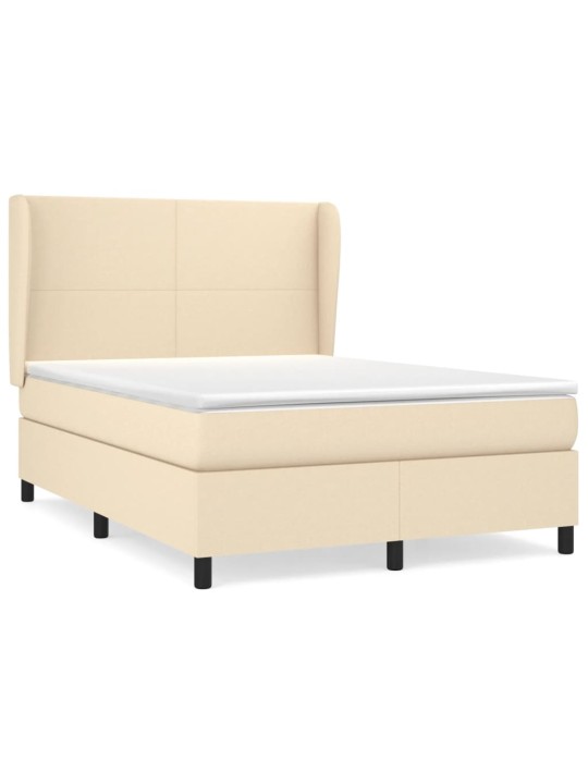 Box spring postel s matrací krémová 140x190 cm textil