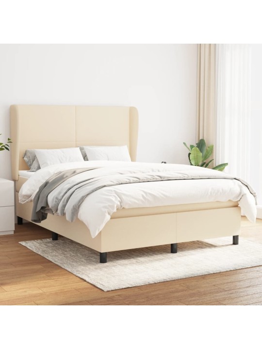 Box spring postel s matrací krémová 140x190 cm textil