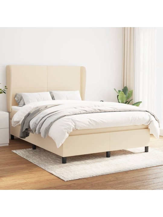 Box spring postel s matrací krémová 140x200 cm textil