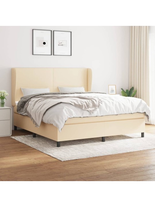 Box spring postel s matrací krémová 160x200 cm textil