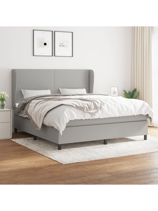 Box spring postel s matrací světle šedá 180 x 200 cm textil