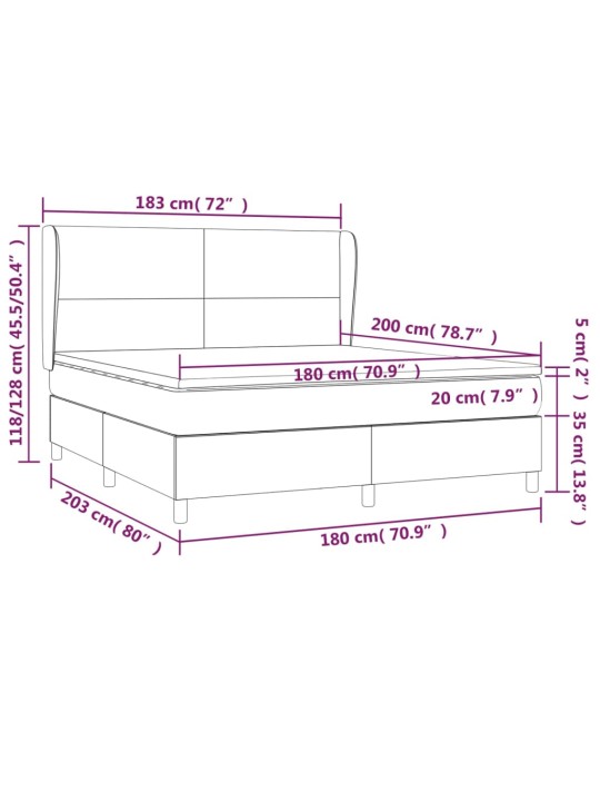 Box spring postel s matrací tmavě šedá 180x200 cm textil