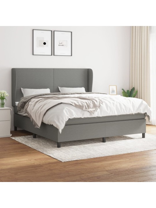 Box spring postel s matrací tmavě šedá 180x200 cm textil