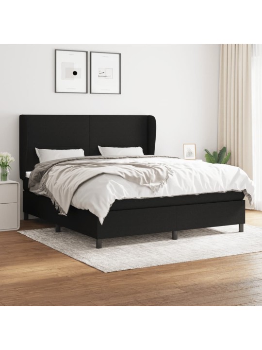 Box spring postel s matrací černá 180x200 cm textil