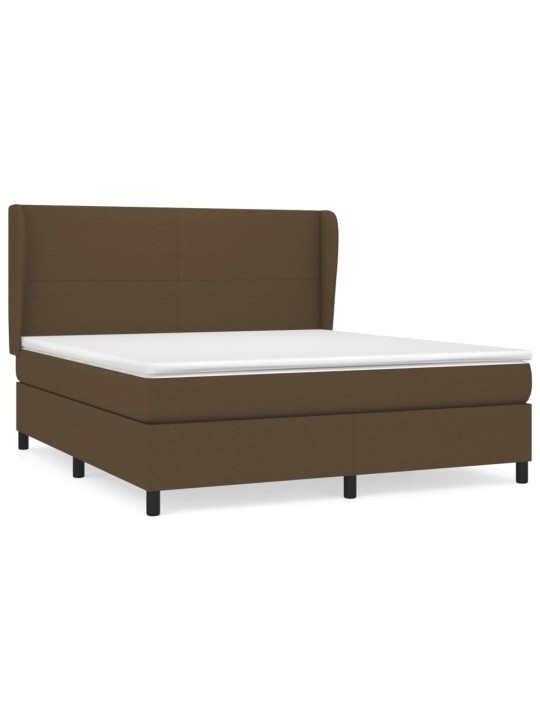 Box spring postel s matrací tmavě hnědá 180x200 cm textil
