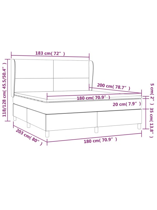 Box spring postel s matrací tmavě hnědá 180x200 cm textil
