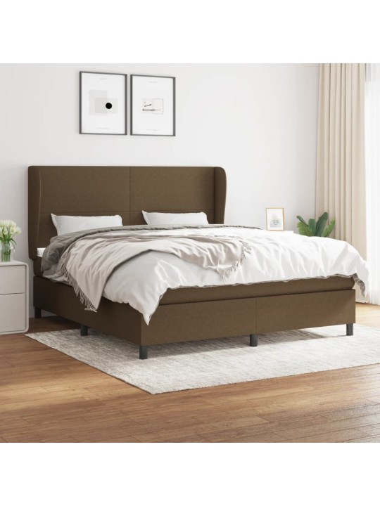 Box spring postel s matrací tmavě hnědá 180x200 cm textil