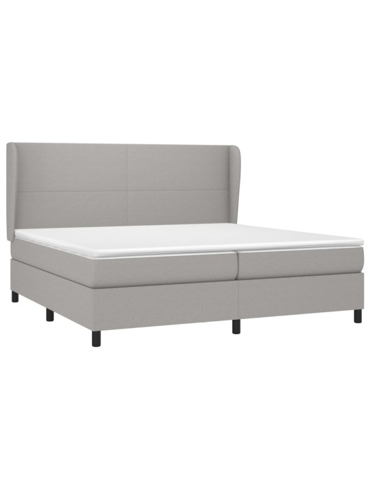 Box spring postel s matrací světle šedá 200 x 200 cm textil